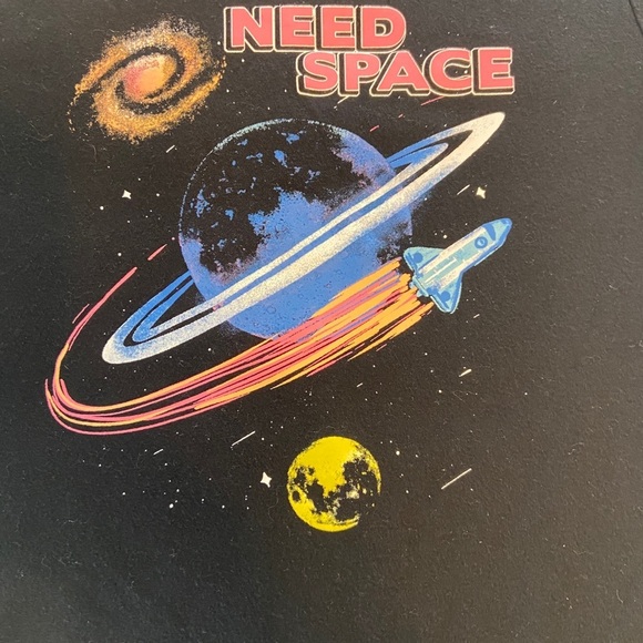 Black Short Sleeve Tee with Space Graphic - Picture 3 of 4